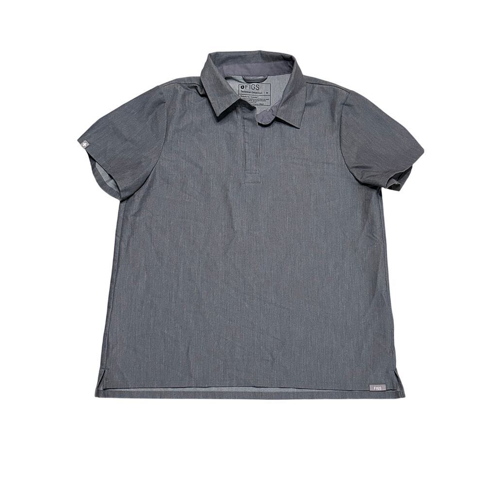 Figs Nala Short Sleeve Polo Scrub‎ Top GRAPHITE Medium